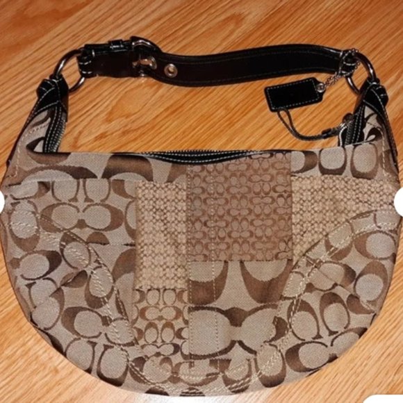 Vintage Coach Soho Jacquard Canvas Hobo Shoulder Bag C0871-F12315 brown - Picture 1 of 9